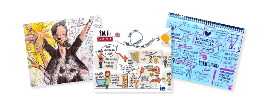Collage of attendee sketch art collage of sketch art drawn from attendees of Duncan Wardle's workshops